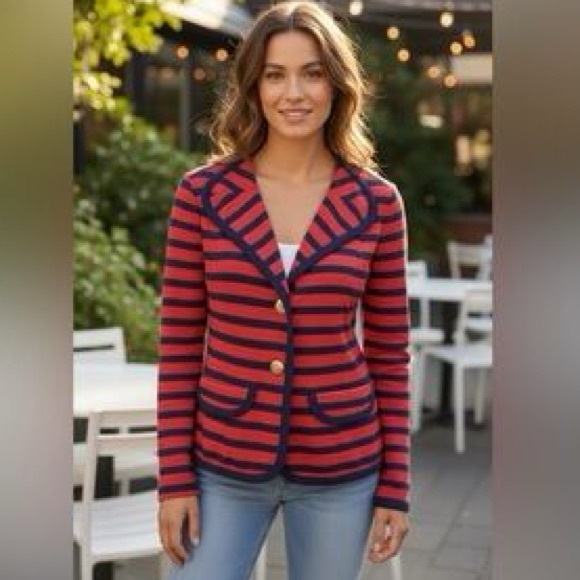 CAbi Jackets & Blazers - CAbi Nautical Navy and Red Striped Women's Blazer